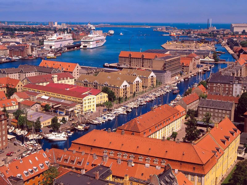 Aerial View of Harbor — Red