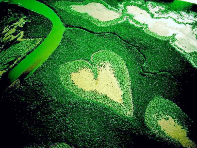 Aerial view of heart-shaped landform