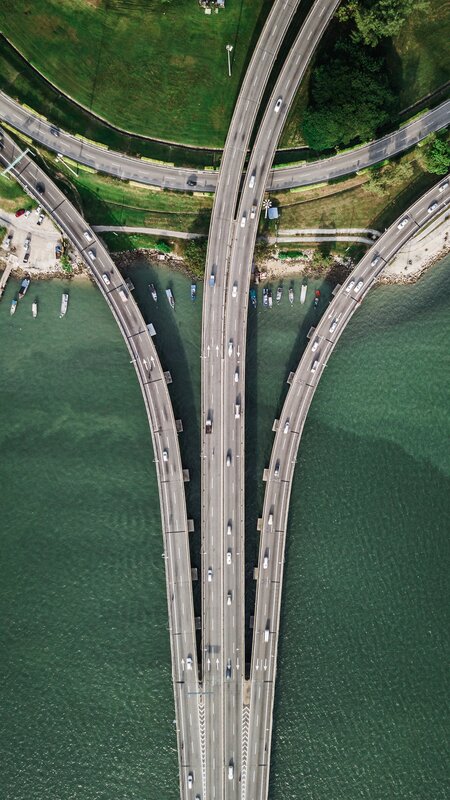 Aerial View of Highway Intersection