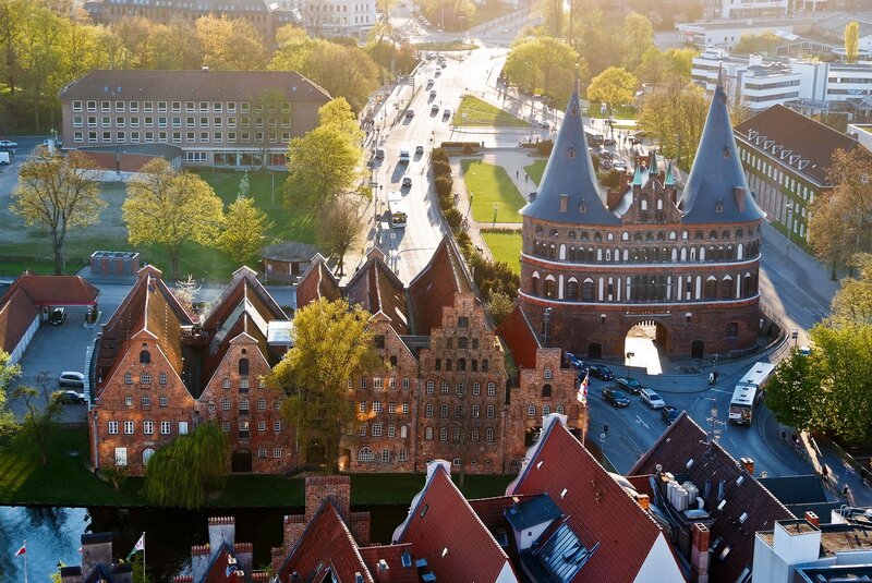 Aerial view of historic city