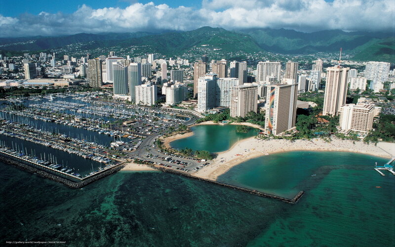 Aerial View of Honolulu — Blue, Serene
