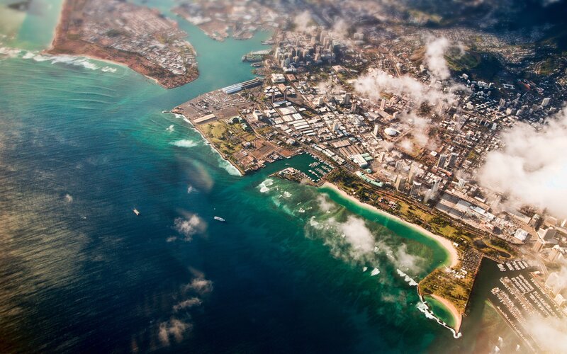Aerial View of Honolulu — Blue