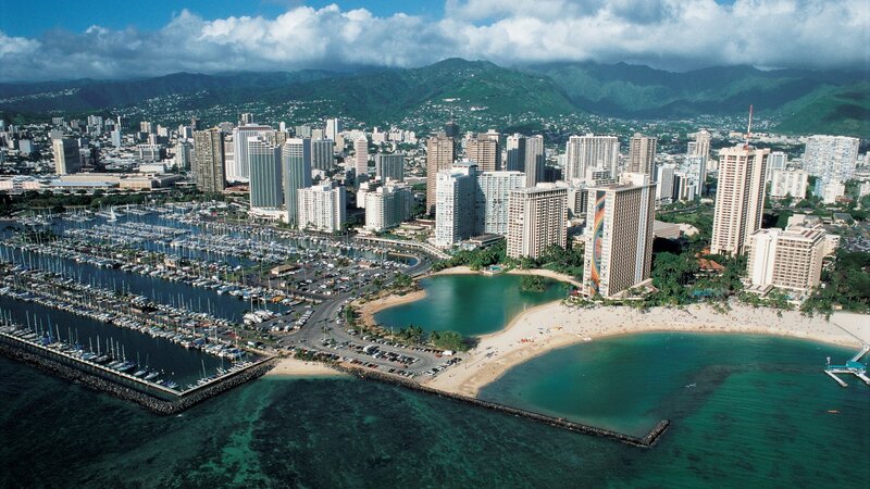 Aerial view of Honolulu harbor