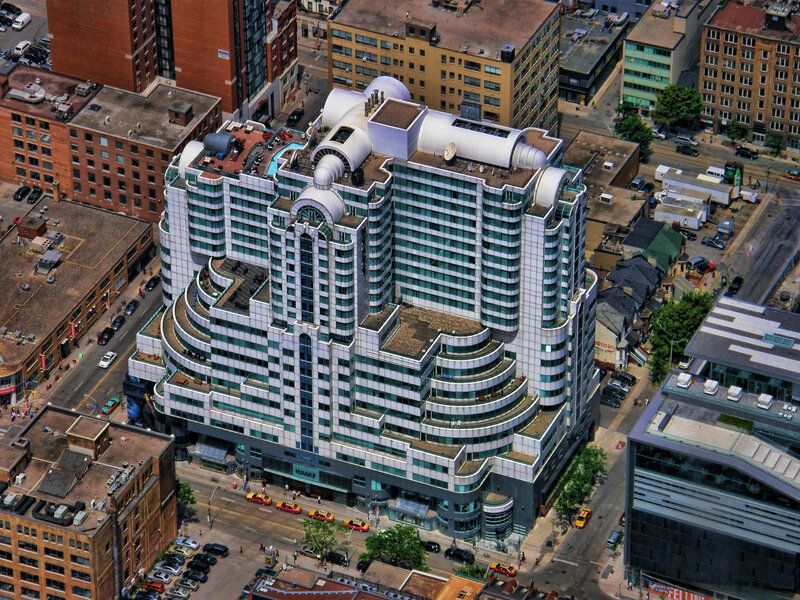 Aerial View of Hotel — White