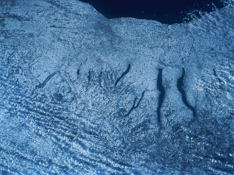 Aerial view of ice formations
