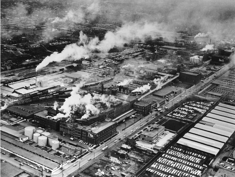 Aerial view of industrial area