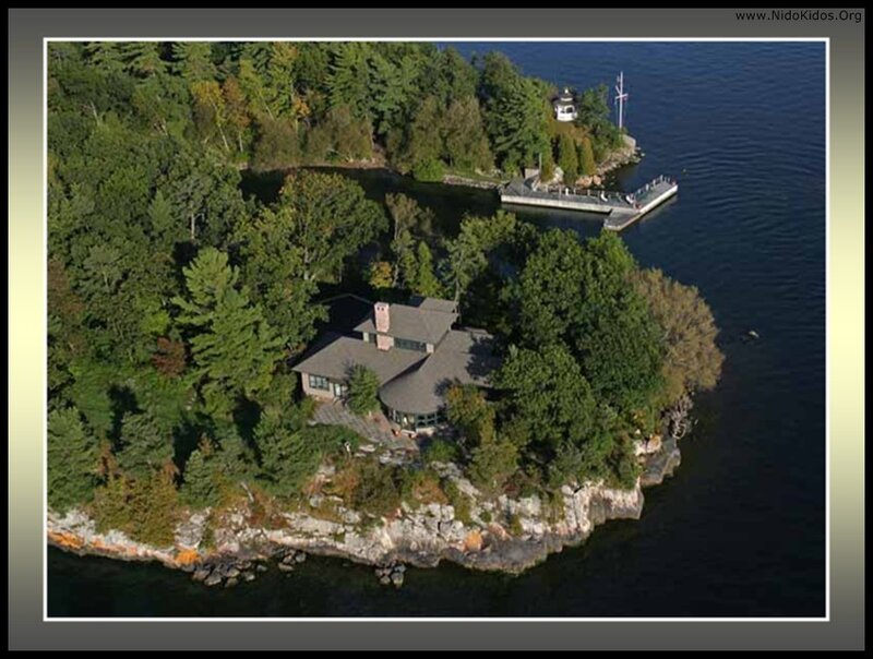 Aerial view of island home