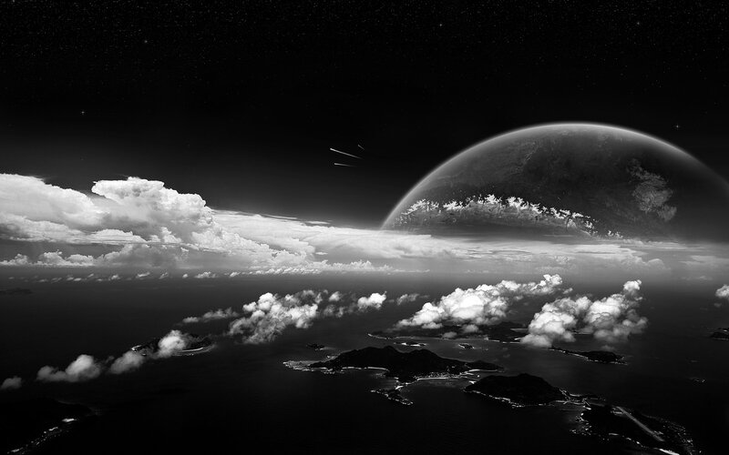Aerial view of islands and planet