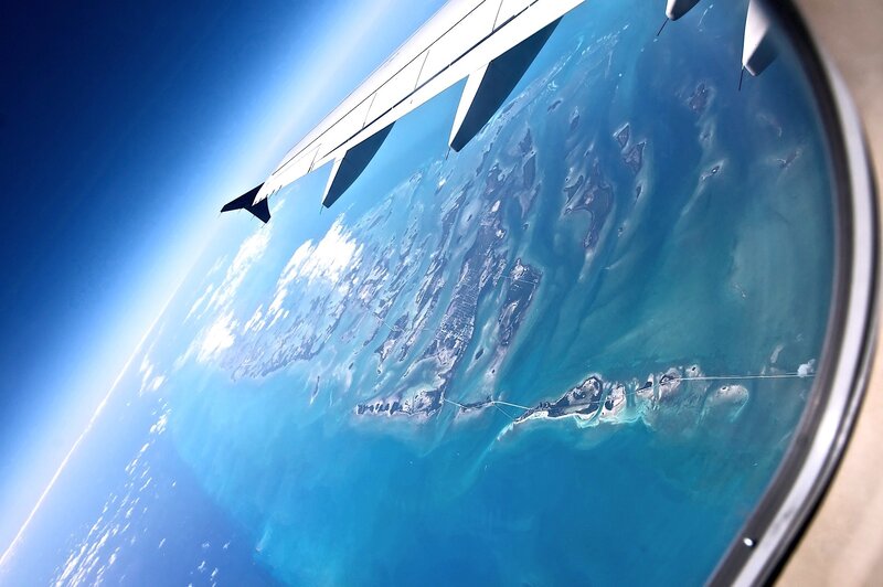 Aerial view of islands from airplane