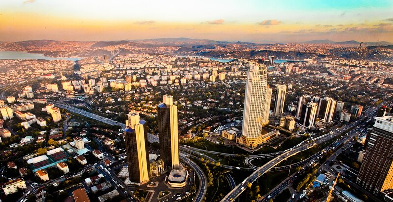 Aerial view of Istanbul at sunset