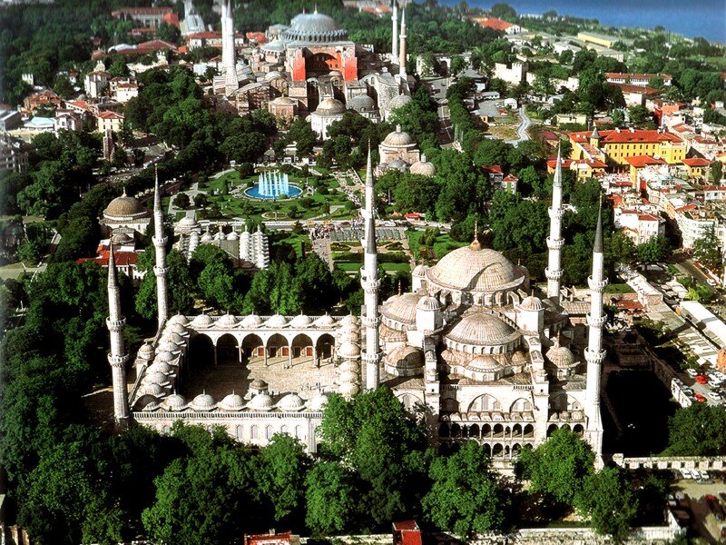 Aerial view of Istanbul's historic sites