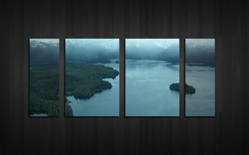 Aerial View of Lake and Forest — Blue, Serene, Morning