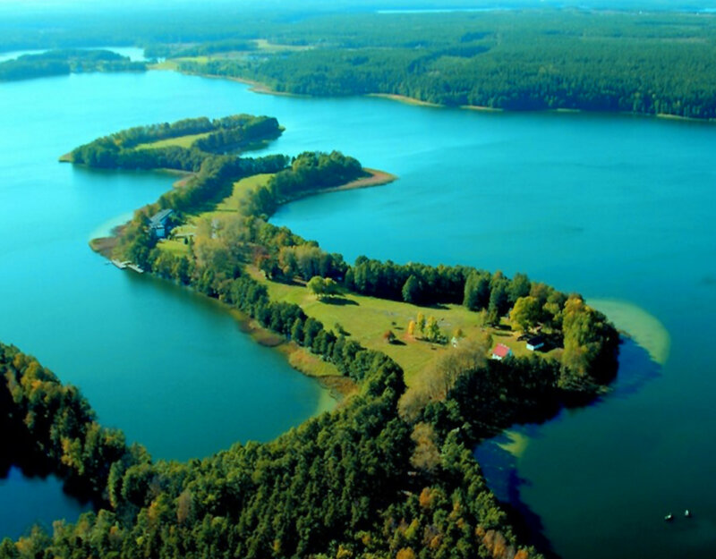 Aerial View of Lake Island