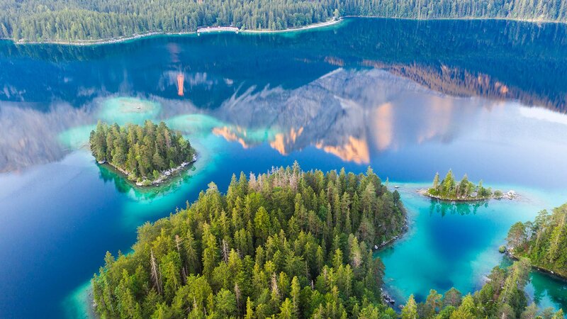 Aerial View of Lake Islands — Blue, Serene, Afternoon