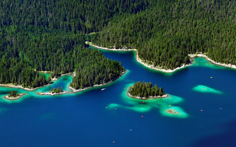 Aerial View of Lake Islands — Blue, Serene