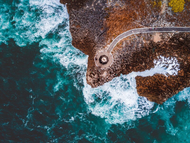 Aerial View of Lighthouse — Blue, Dramatic