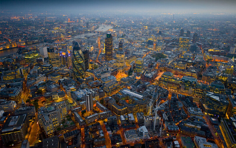 Aerial View of London — Yellow, Dramatic