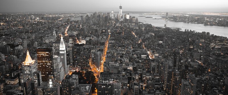 Aerial View of Manhattan — Black, Dramatic, Night