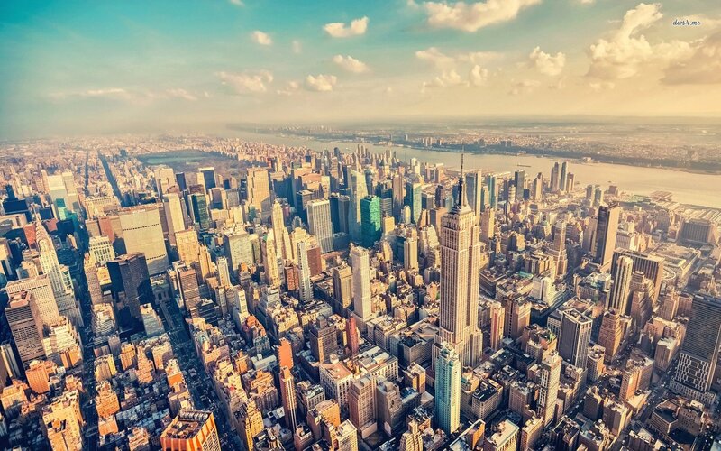 Aerial View of Manhattan — Blue, Bustling