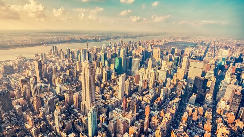 Aerial View of Manhattan — Blue, Dramatic, Afternoon