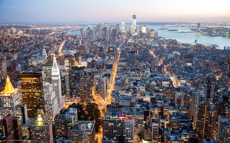 Aerial View of Manhattan — Blue, Dramatic, Sunset