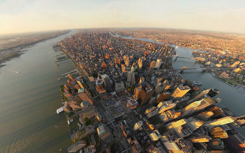 Aerial View of Manhattan — Brown, Dramatic, Sunset