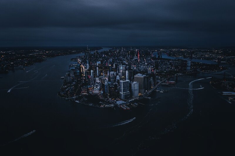 Aerial View of Manhattan — Dark Blue