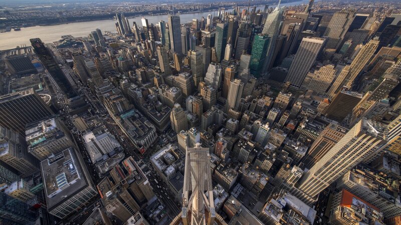 Aerial View of Manhattan — Gray, Dramatic, Afternoon
