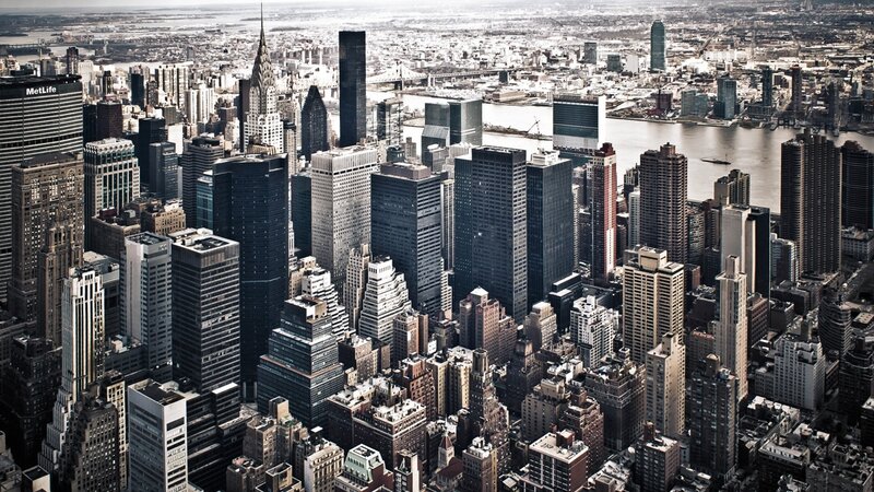 Aerial View of Manhattan — Gray, Dramatic