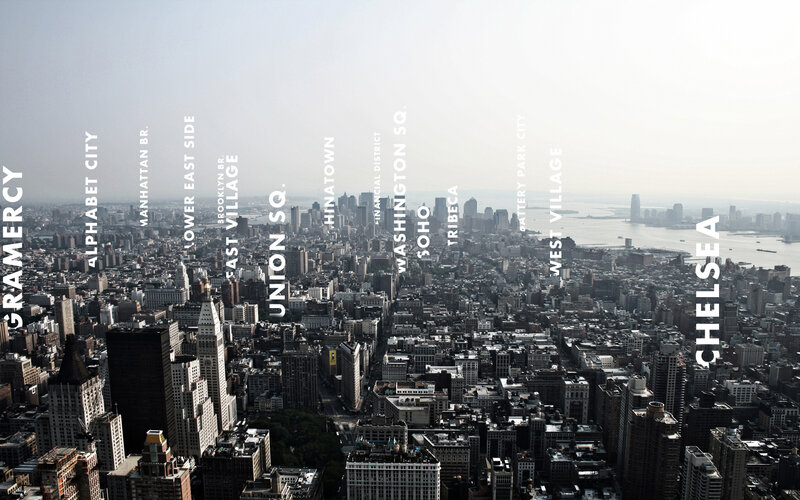Aerial view of Manhattan neighborhoods