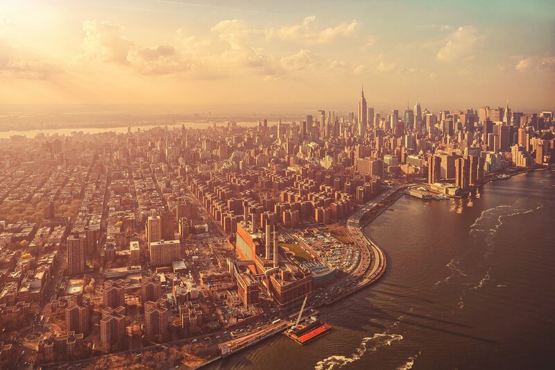Aerial View of Manhattan — Orange, Dramatic