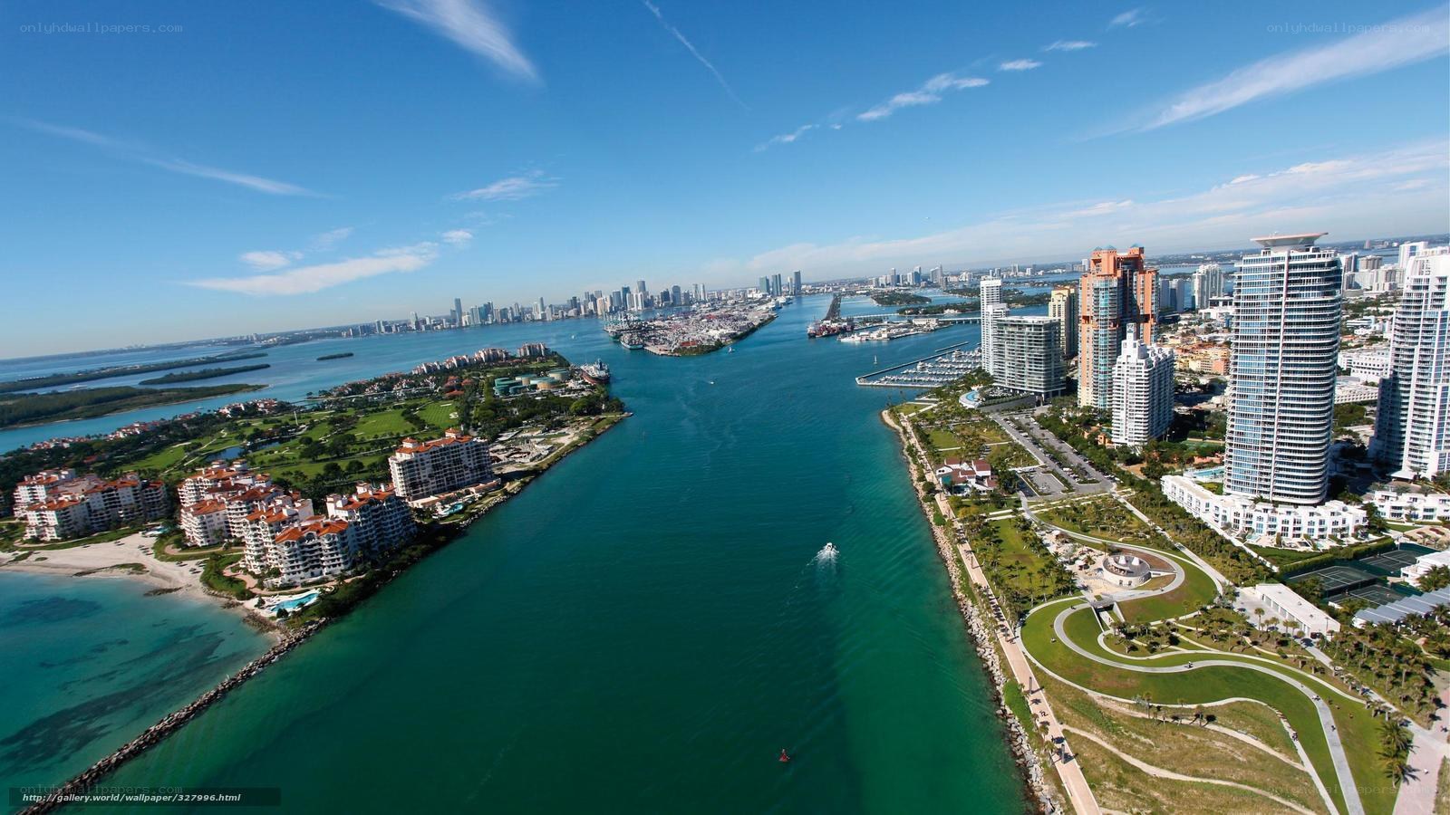Aerial view of Miami waterfront