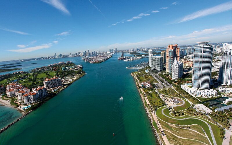 Aerial view of Miami waterfront
