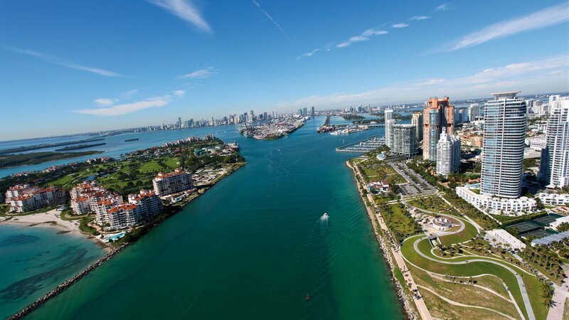 Aerial view of Miami waterfront