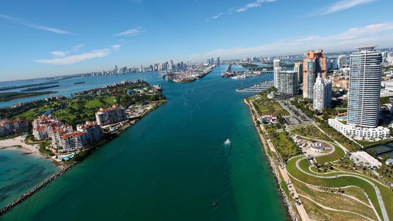 Aerial view of Miami waterfront