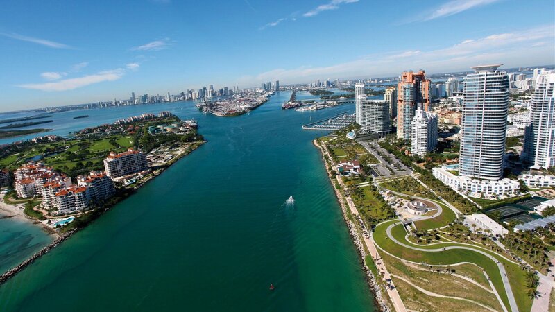 Aerial view of Miami waterfront