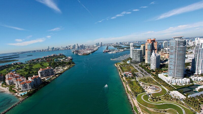 Aerial view of Miami waterfront
