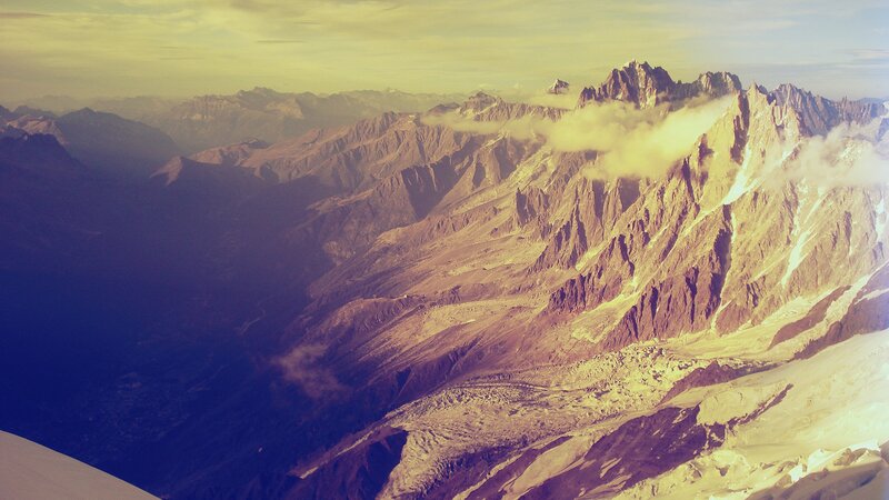 Aerial view of mountain peaks