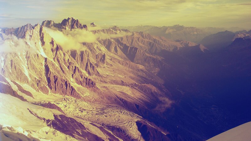 Aerial view of mountain peaks