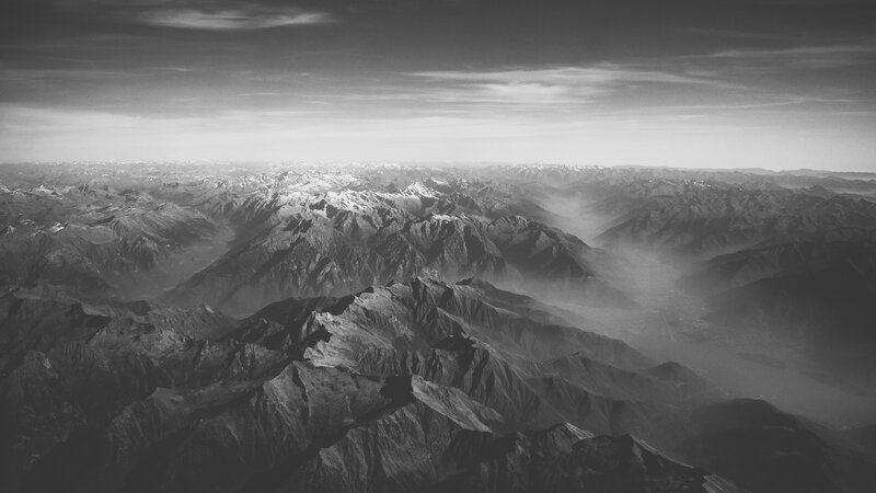 Aerial View of Mountain Range — Black