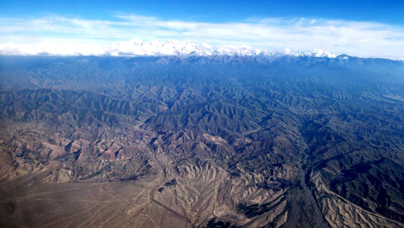 Aerial View of Mountain Range — Blue