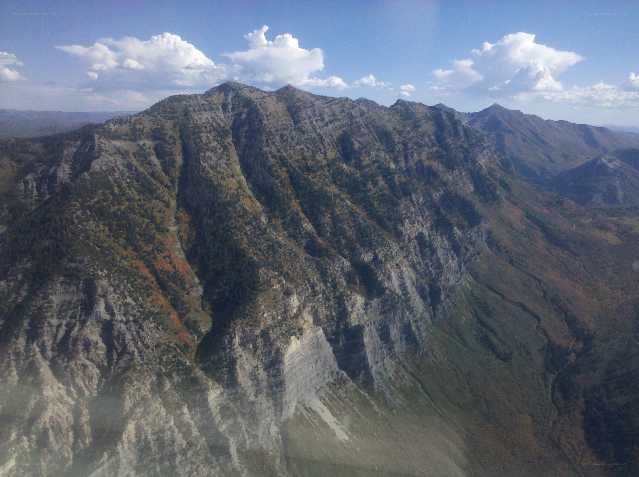 Aerial view of mountain range