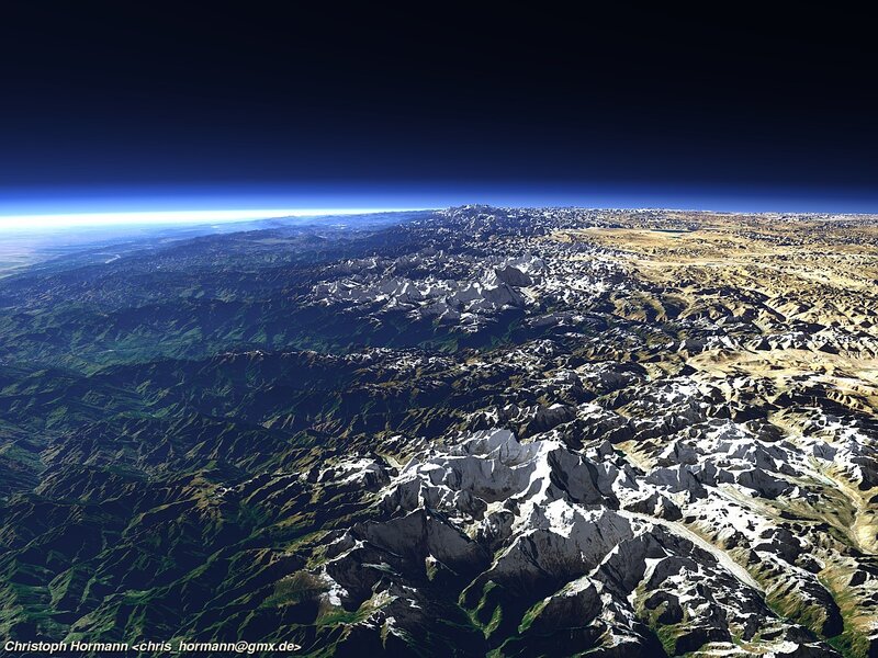 Aerial view of mountain ranges