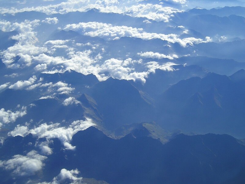 Aerial view of mountain ranges