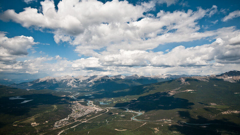 Aerial view of mountain valley