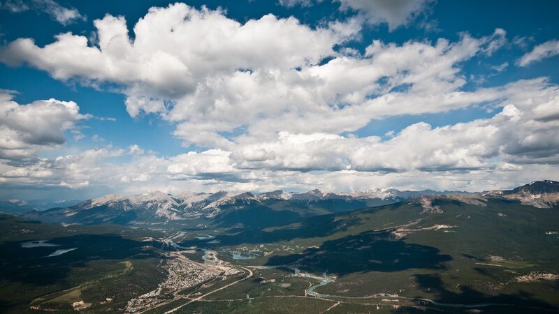 Aerial view of mountain valley