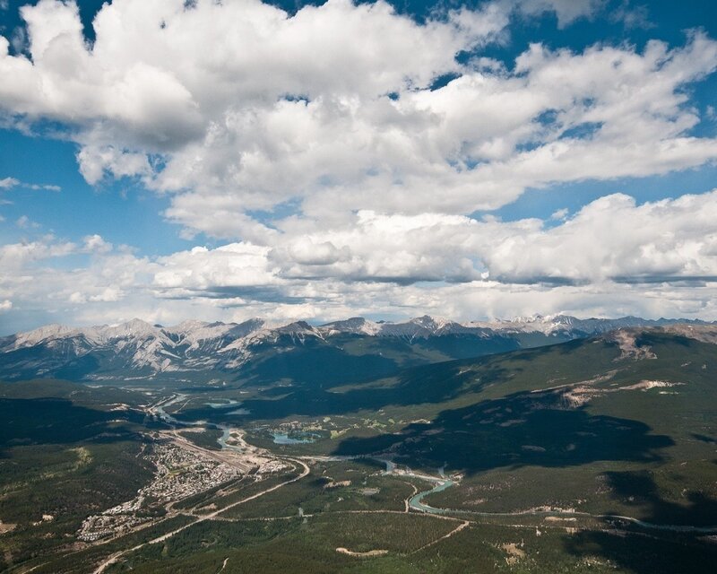 Aerial view of mountain valley
