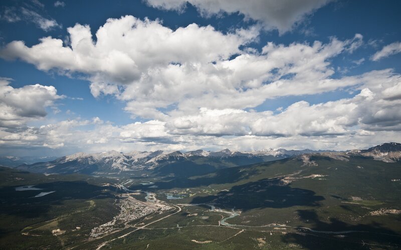 Aerial View of Mountain Valley — Blue