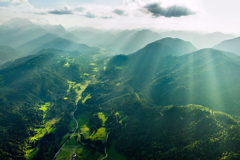 Aerial View of Mountain Valley — Green