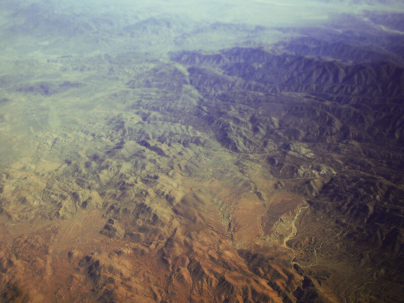 Aerial view of mountainous terrain